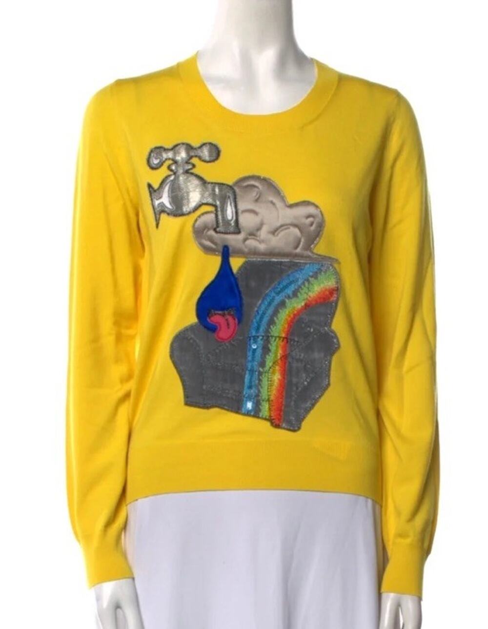 MARC JACOBS x Julie Verhoeven Appliqué Sweater Sz S Graphic Print Rainbow (V